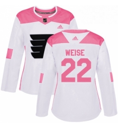 Womens Adidas Philadelphia Flyers 22 Dale Weise Authentic WhitePink Fashion NHL Jersey 