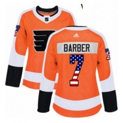 Womens Adidas Philadelphia Flyers 7 Bill Barber Authentic Orange USA Flag Fashion NHL Jersey 