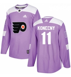 Youth Adidas Philadelphia Flyers 11 Travis Konecny Authentic Purple Fights Cancer Practice NHL Jersey 