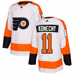 Youth Adidas Philadelphia Flyers 11 Travis Konecny Authentic White Away NHL Jersey 