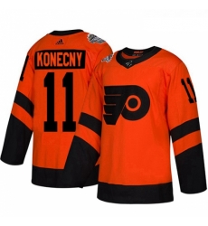 Youth Adidas Philadelphia Flyers 11 Travis Konecny Orange Authentic 2019 Stadium Series Stitched NHL Jersey 