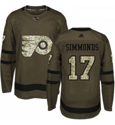 Youth Adidas Philadelphia Flyers 17 Wayne Simmonds Premier Green Salute to Service NHL Jersey 