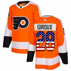 Youth Adidas Philadelphia Flyers 28 Claude Giroux Authentic Orange USA Flag Fashion NHL Jersey 