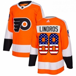 Youth Adidas Philadelphia Flyers 88 Eric Lindros Authentic Orange USA Flag Fashion NHL Jersey 