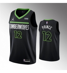 Men Minnesota Timberwolves 12 Taurean Prince Black Statement Edition Stitched Jersey