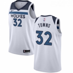 Mens Nike Minnesota Timberwolves 32 Karl Anthony Towns Swingman White NBA Jersey Association Edition