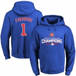 MLB Men Chicago Cubs 1 Kosuke Fukudome Royal 2016 World Series Champions Walk Pullover Hoodie