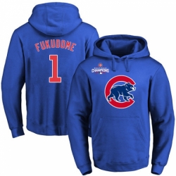 MLB Men Chicago Cubs 1 Kosuke Fukudome Royal Team Color Primary Logo Pullover Hoodie