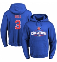 MLB Men Chicago Cubs 3 David Ross Royal 2016 World Series Champions Walk Pullover Hoodie