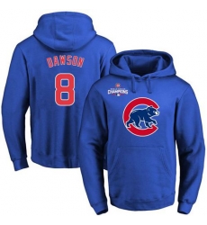 Men Chicago Cubs 8 Andre Dawson Blue 2016 World Series Champions Primary Logo Pullover MLB Hoodie