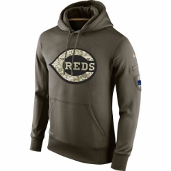 Men MLB Cincinnati Reds Nike Olive Salute To Service KO Performance Hoodie