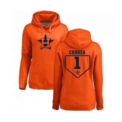 MLB Women Nike Houston Astros 1 Carlos Correa Orange RBI Pullover Hoodie