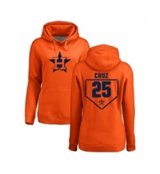 MLB Women Nike Houston Astros 25 Jose Cruz Jr Orange RBI Pullover Hoodie