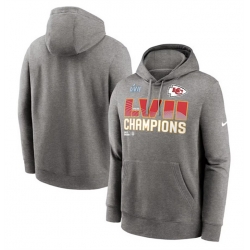 Men Kansas City Chiefs Gray Super Bowl LVII Champions Fleece Pullover Hoodie