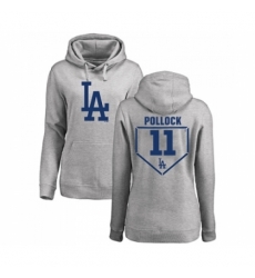 Baseball Women Los Angeles Dodgers 11 A J Pollock Gray RBI Pullover Hoodie