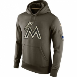 MLB Men Miami Marlins Nike Olive Salute To Service KO Performance Hoodie