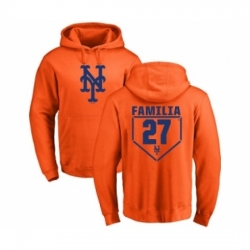 Men MLB Nike New York Mets 27 Jeurys Familia Orange RBI Pullover Hoodie