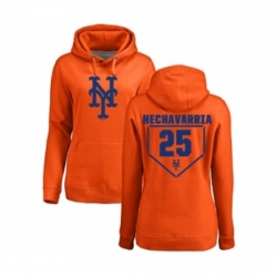 Baseball Women New York Mets 25 Adeiny Hechavarria Orange RBI Pullover Hoodie