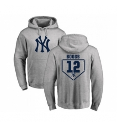 Men MLB Nike New York Yankees 12 Wade Boggs Gray RBI Pullover Hoodie