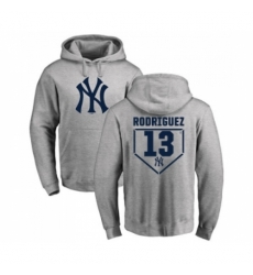 Men MLB Nike New York Yankees 13 Alex Rodriguez Gray RBI Pullover Hoodie