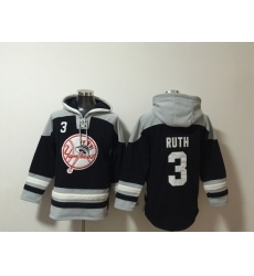 Men New York Yankees 3 Babe Ruth Stitched Hoodie