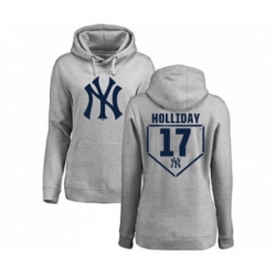 MLB Women Nike New York Yankees 17 Matt Holliday Gray RBI Pullover Hoodie