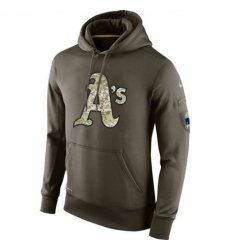 MLB Men Nike Oakland Athletics Nike Olive Salute To Service KO Performance Hoodie