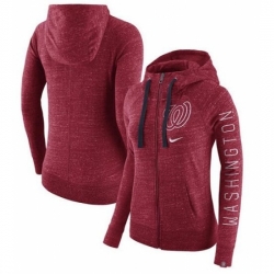 MLB Washington Nationals Nike Women Vintage Full Zip Hoodie Heather Red