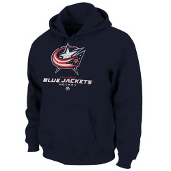 Men Columbus Blue Jackets Majestic Critical Victory VIII Fleece Hoodie Navy Blue