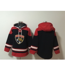 Men Florida Panthers Blank Black Red Lace Up Pullover Hoodie