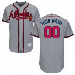 Men Women Youth All Size Atlanta Braves Flex Base Custom Jersey Grey