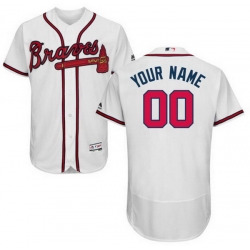 Men Women Youth All Size Atlanta Braves Flex Base Custom Jersey White