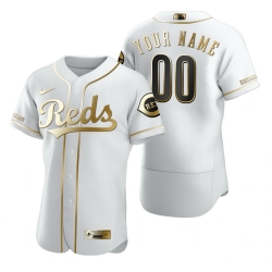 Men Women Youth Toddler Cincinnati Reds White Gold Custom Nike MLB Flex Base Jersey