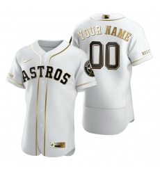 Men Women Youth Toddler Houston Astros White Gold Custom Nike MLB Flex Base Jersey