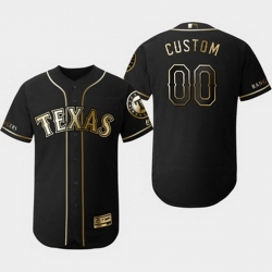 Men Women Youth Toddler All Size Texas Rangers Customized Black Gold Flexbase Jersey