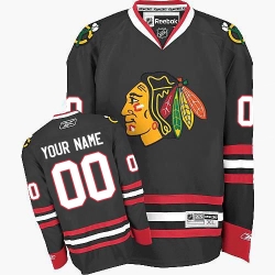 Men Women Youth Toddler Black Jersey - Customized Reebok Chicago Blackhawks Third