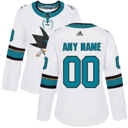 Men Women Youth Toddler White Jersey - Customized Adidas San Jose Sharks Away  II