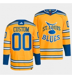 Men Women youth St  Louis Blues Custom Yellow 2022 23 Reverse Retro Stitched Jersey