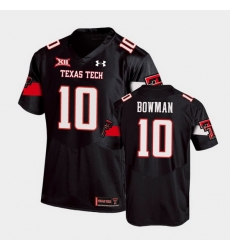 Men Texas Tech Red Raiders Alan Bowman Replica Black Football Team Jersey