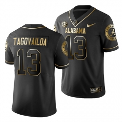 Alabama Crimson Tide Tua Tagovailoa Black College Football Men's Golden Edition Limited Jersey