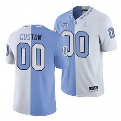 North Carolina Tar Heels Custom College Football White Blue Split Edition Game Jersey