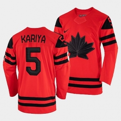 Men's Canada Hockey Paul Kariya Red 2022 Winter Olympic #5 Gold Winner Jersey