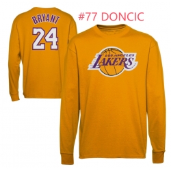 Men Lakers Yellow Doncic #77 Long Sleeve T Shirts