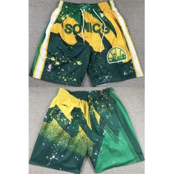 Men Oklahoma City Thunder Green SuperSonics Shorts  28Run Small 29