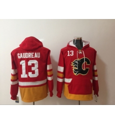 Men Calgary Flames 13 Johnny Gaudreau Red Pullover NHL Hoodie