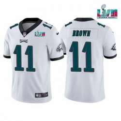 Men Women Youth Toddler Philadelphia Eagles 11 A J  Brown White Super Bowl LVII Patch Vapor Untouchable Limited Stitched Jersey