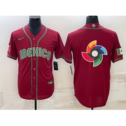 Men Mexico Baseball 2023 Red World Baseball Big Logo Classic Replica Stitched JerseyS