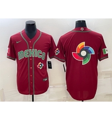 Men Mexico Baseball 2023 Red World Baseball Big Logo With Patch Classic Replica Stitched Jersey