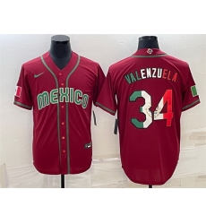 Men Mexico Baseball 34 Fernando Valenzuela 2023 Red World Baseball Classic Stitched Jersey