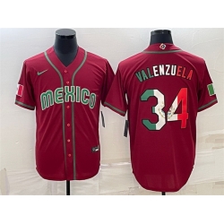 Men Mexico Baseball 34 Fernando Valenzuela 2023 Red World Baseball Classic Stitched Jersey